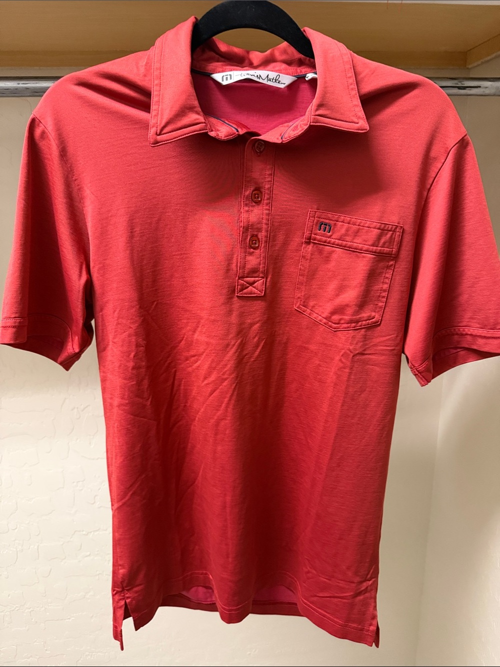 Travis Mathew Red Short-Sleeve Pocket Polo size S men’s
